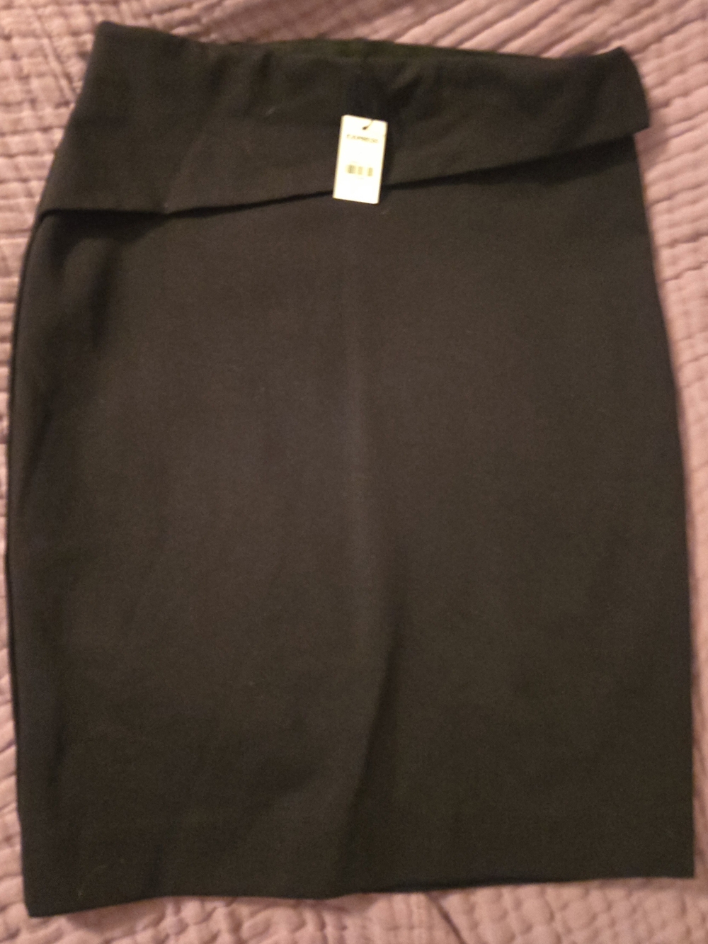 Express Cute Black Fold-Over Waist Pencil Skirt